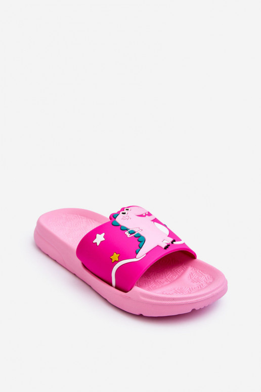 Children's Dinosaur T-Rex Slides Pink Bernis