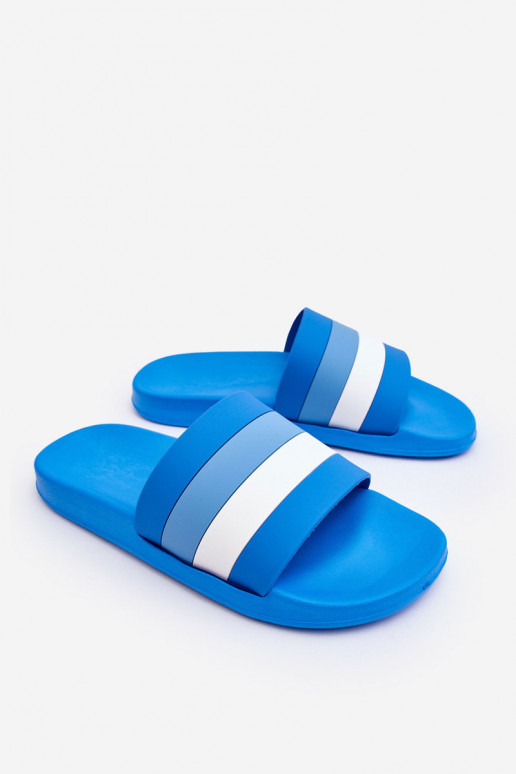 Men's Striped Slippers Blue Vision