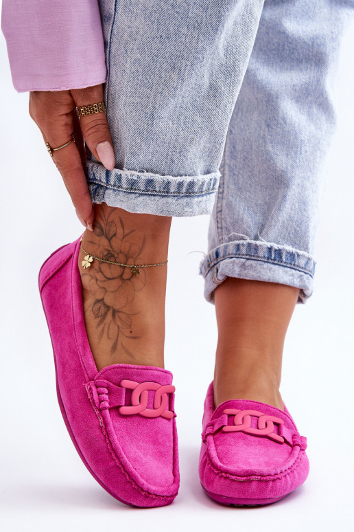 Women's Fashionable Suede Moccasins Pink Rabell