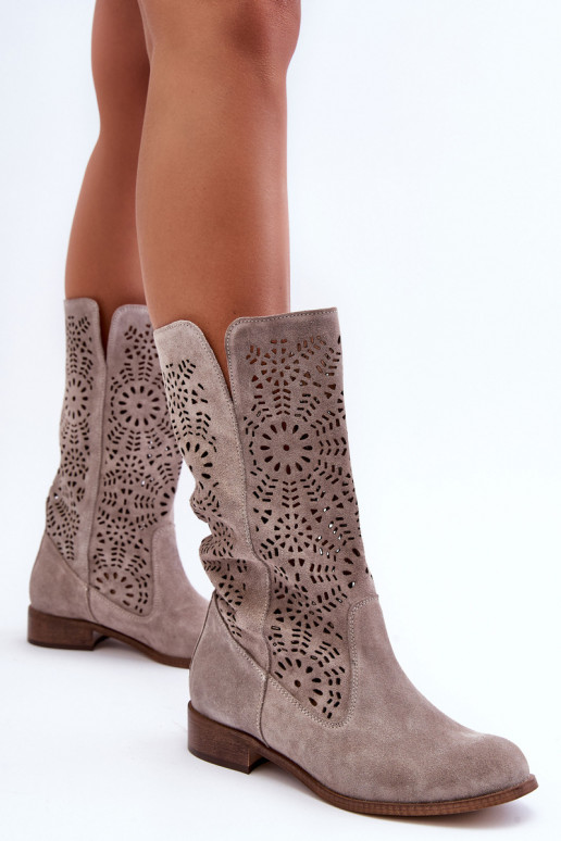 Suede Lace-up Ankle Boots Lewski 3366/2 Cappucino