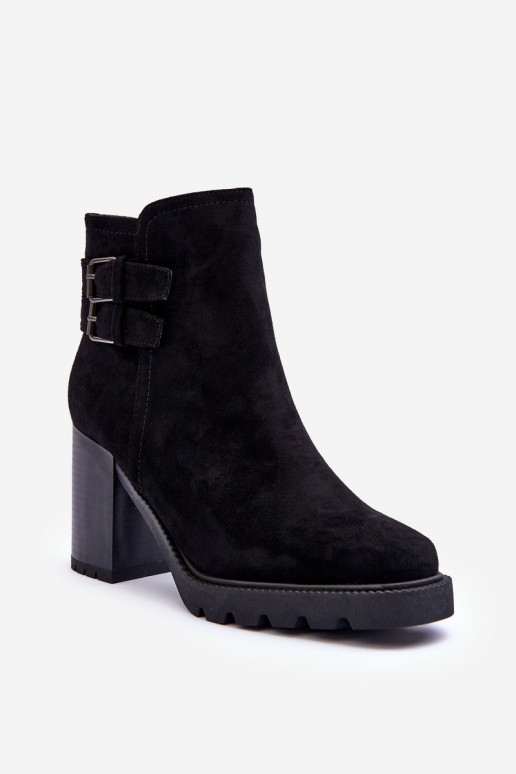 Suede Heeled Boots Black Makeline