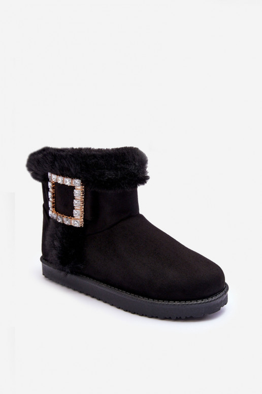 Faux Fur Lined Lace-up Snow Boots Black Dulca