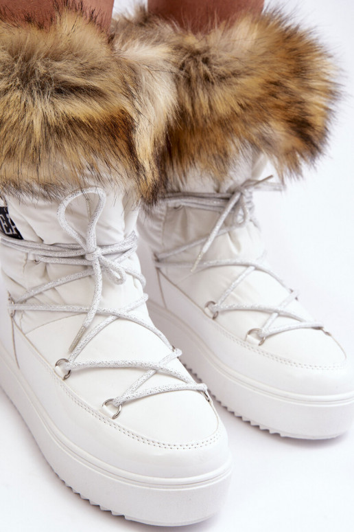 Women's Laced Snow Boots White Santero