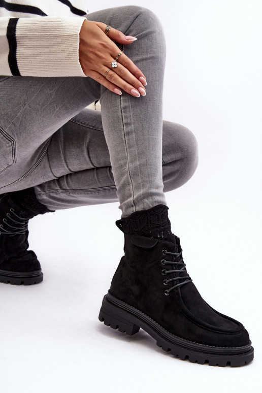 Women's Trapper Boots With Zip Black Apolosi