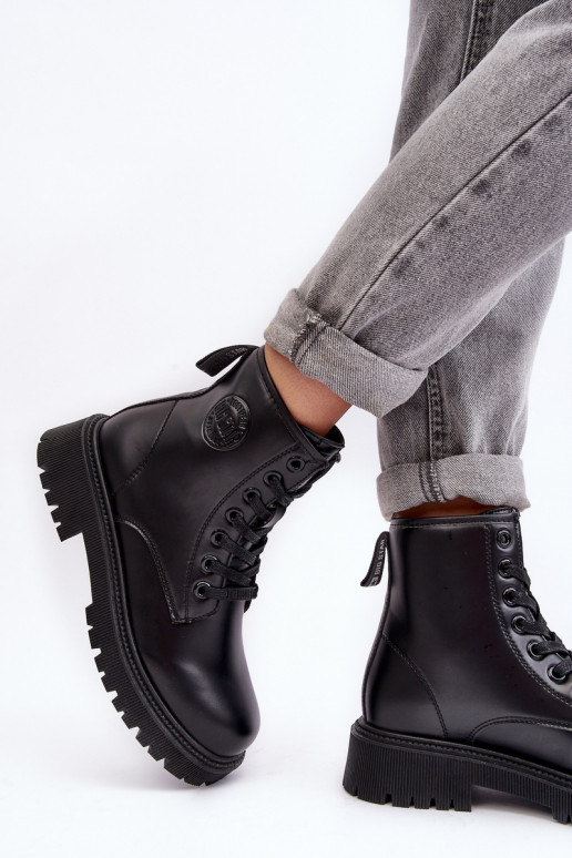 Leather Lace-up Boots Black Big Star MM274375