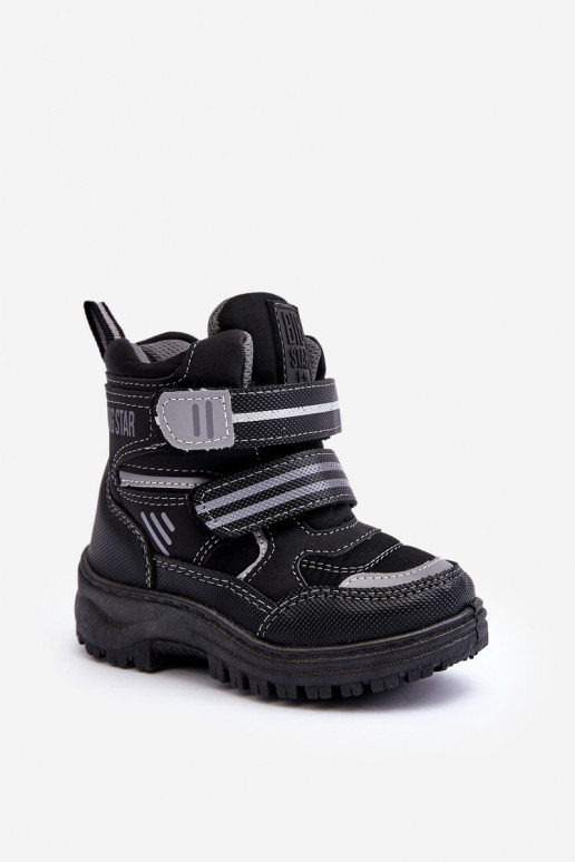 Children's Padded Snow Boots With Laces Black Big Star MM374129