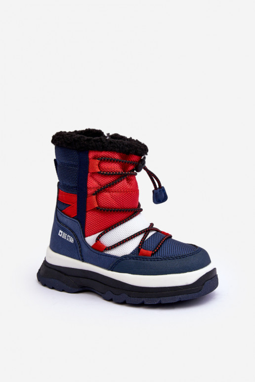 Children's Insulated Zip Up Snow Boots Dark Blue Big Star MM374194