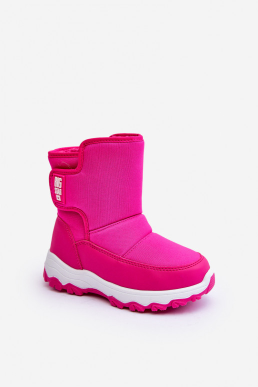 Children's Fleece-Lined Lace-up Snow Boots Pink Big Star MM374121