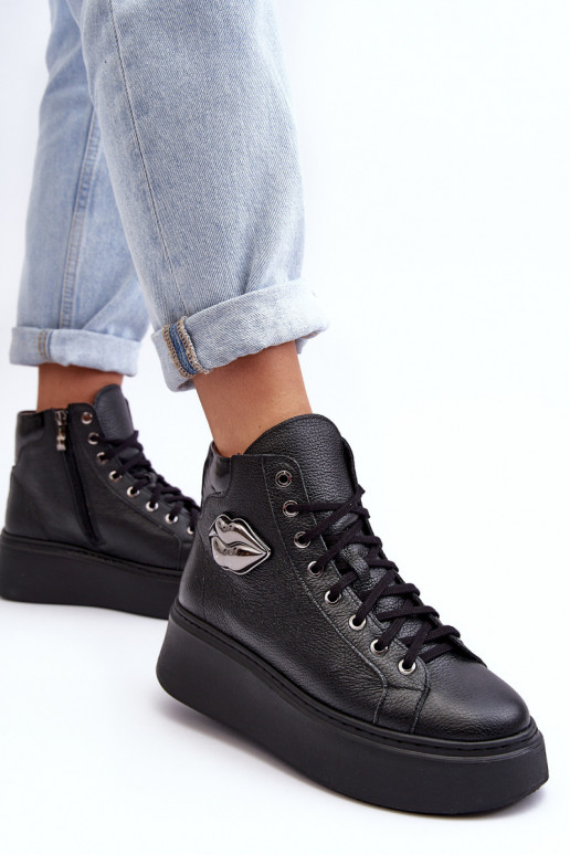 Women's High Zip Sneakers Lemar Black Katerin