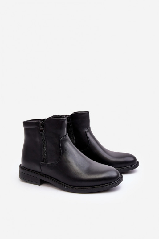 Men's Low Boots with Zipper Black Brosta