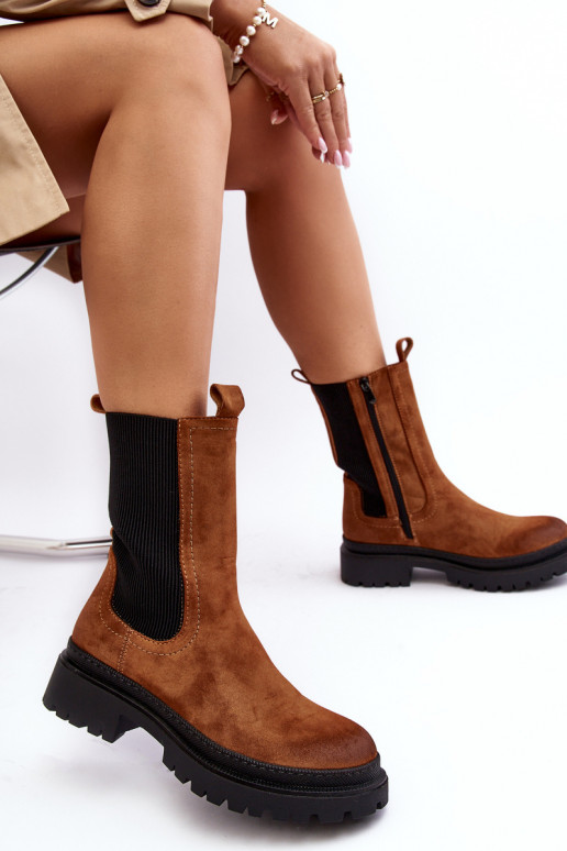 Women's Zip-up Ankle Boots Camel Samil