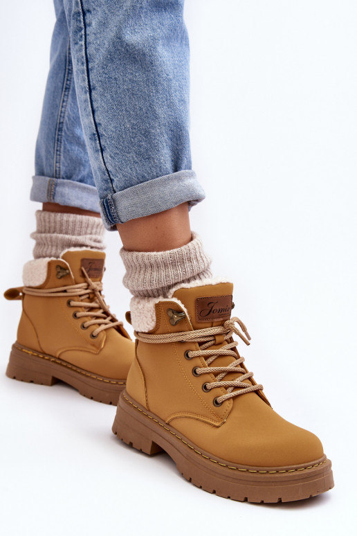 Women's Leather Trappers With Fur Camel Lynnvia