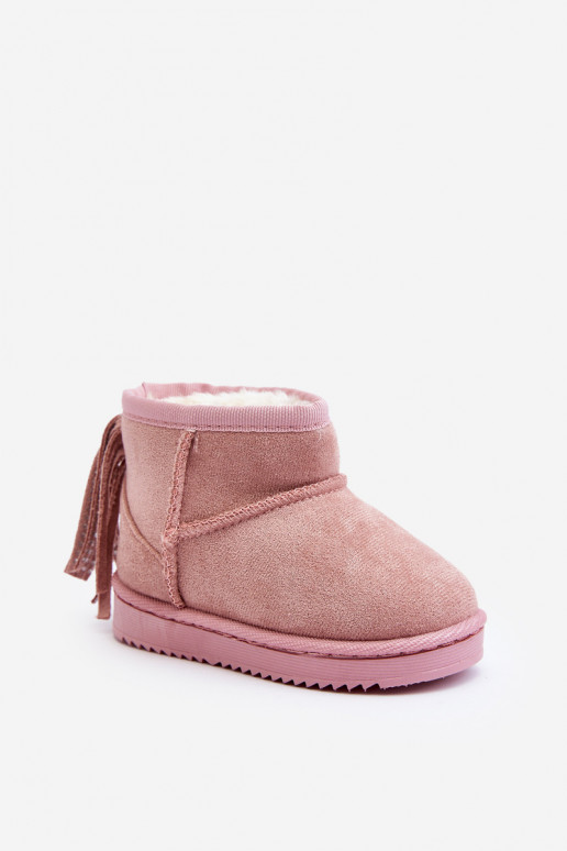 Children's Fleece-Lined Fringed Snow Boots Pink Mikyla