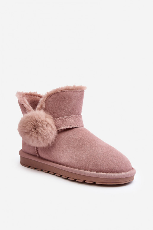 Pink Women's Suede Snow Boots with Cutouts Eraclio