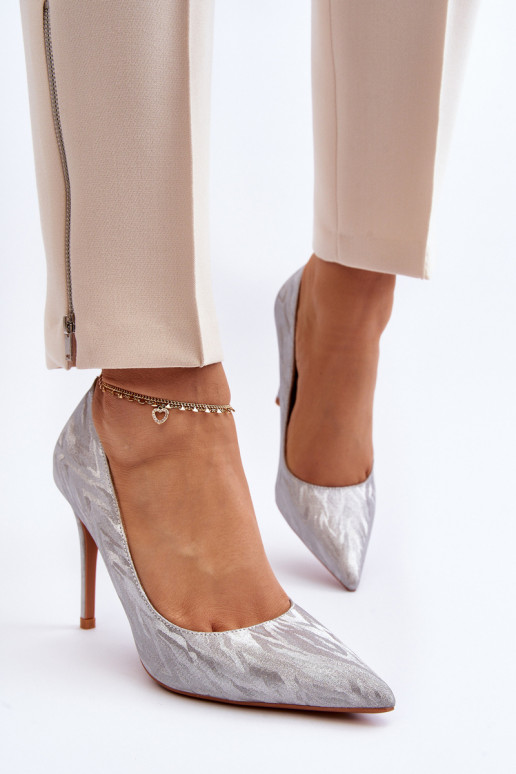 Silver Glitter Embellished Pumps Klonisa