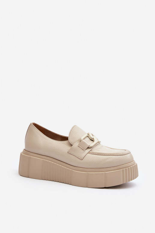 [Zazoo 20101 Stylish Leather Platform Shoes in Light Beige]