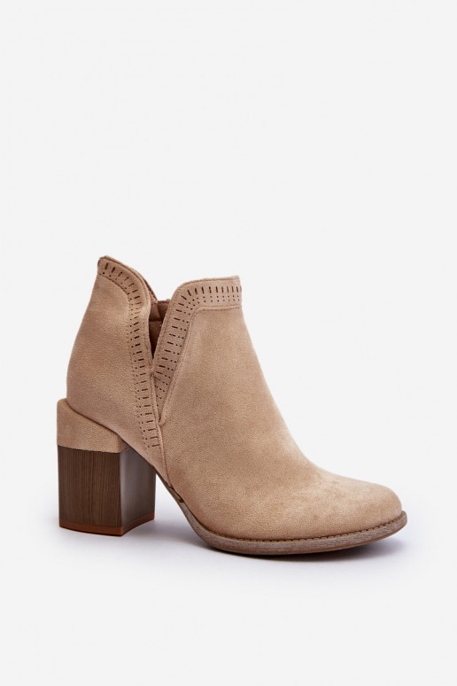 Ankle Boots on Chunky Heel with Cutout Light Beige Jolnima