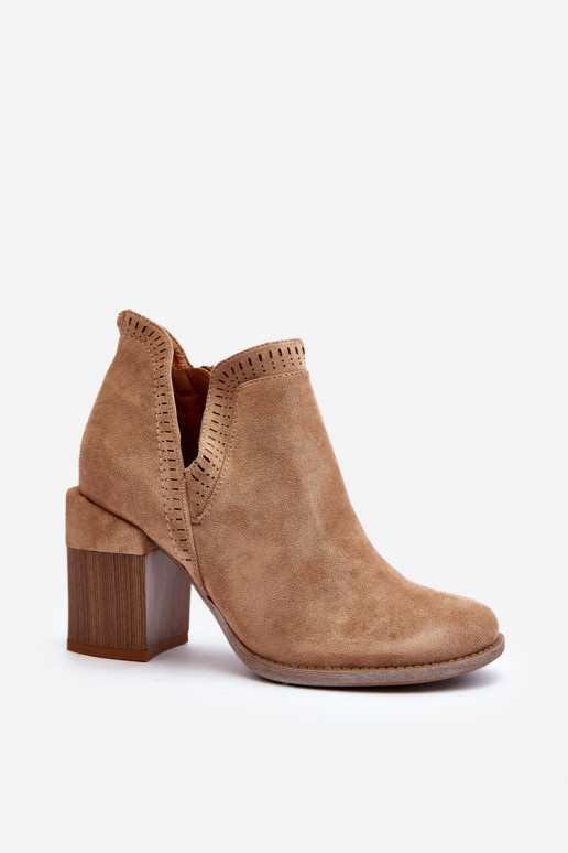 Ankle Boots on Chunky Heel with Cutout Light Beige Jolnima