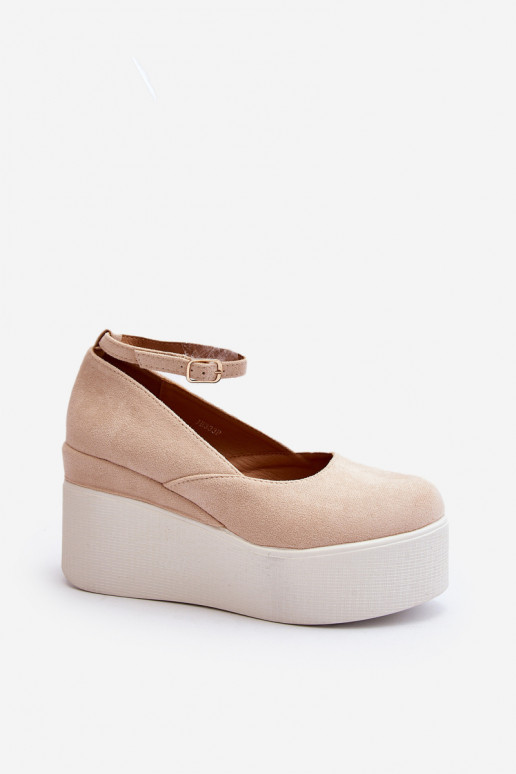 Women's Wedge Espadrilles in Light Beige Malla