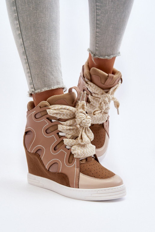 Women's Wedge Sneakers Beige Leoppa