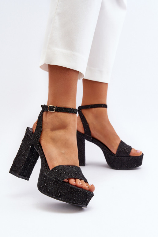 Black Jeans Sandals with Heel Acrana