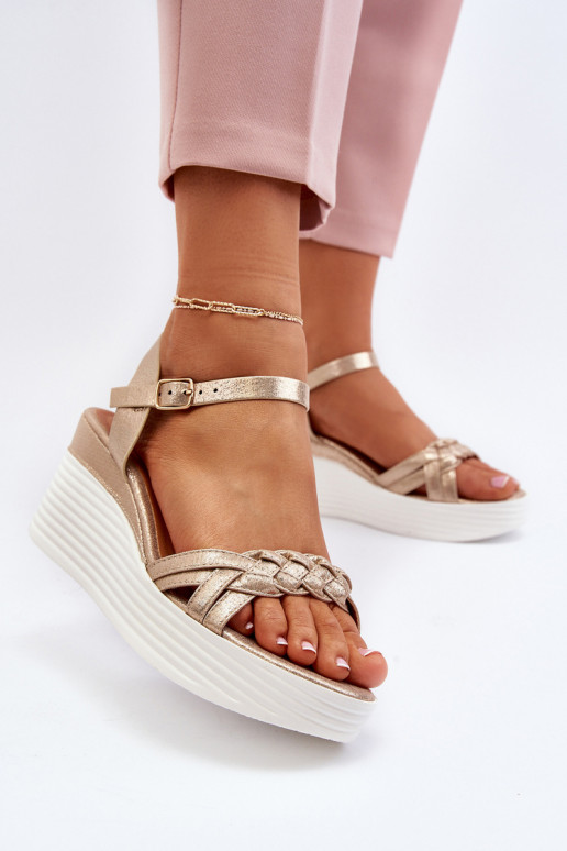 Golden Wedge Sandals Esinna