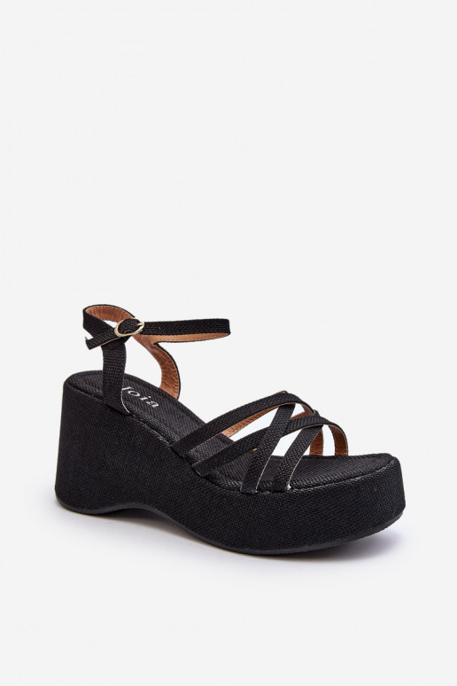 Black Platform Sandals and Wedges Oporia