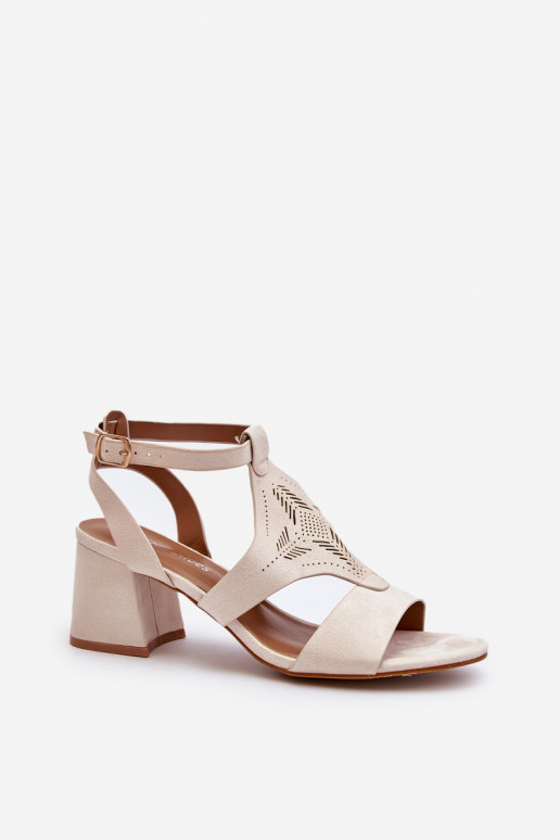 Beige Low Heel Sandals Eleriva