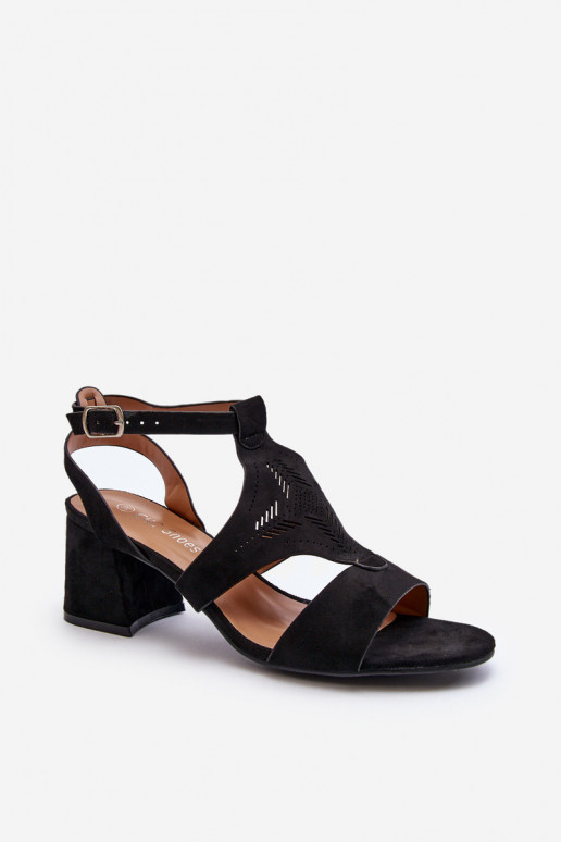 Black Low Heel Sandals Eleriva