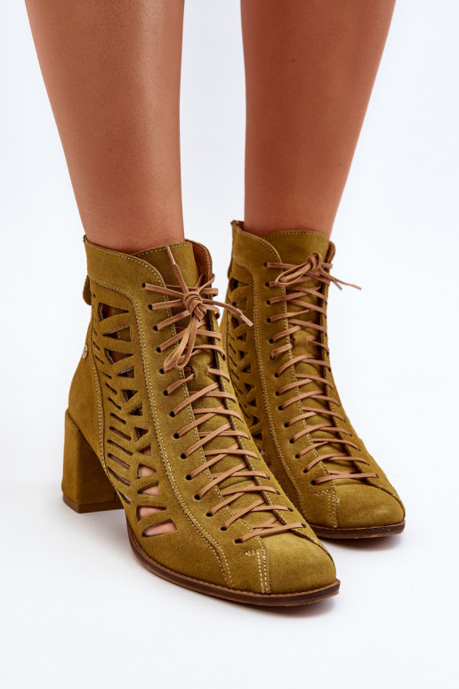 Suede Laced Booties Maciejka 05508-24 Olive