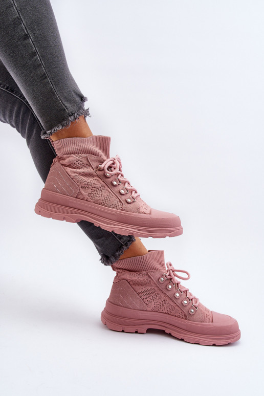 Women's Sneakers with Elastic Upper Pink Kalyne