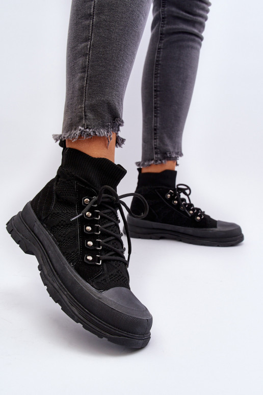 Women's Sneakers with Elastic Upper Black Kalyne