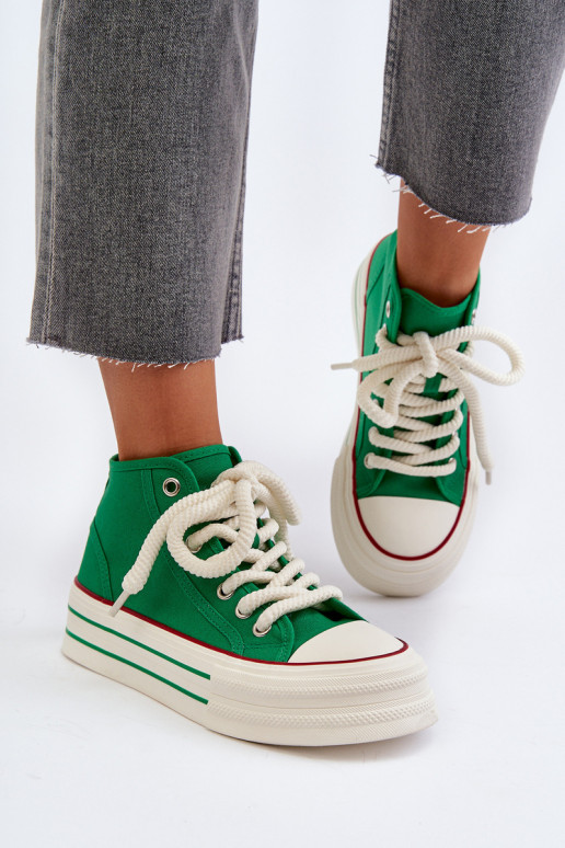 Women's Platform Sneakers in Green Aineri