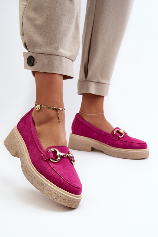 Zazoo 3429 Suede Women's Moccasins with Decoration Fuchsia