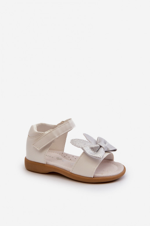 Children's Sandals With Bow Velcro Fastening White Wistala