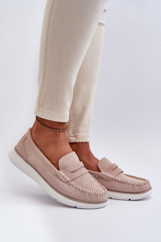 Suede Platform Moccasins Sergio Leone SP012 Beige