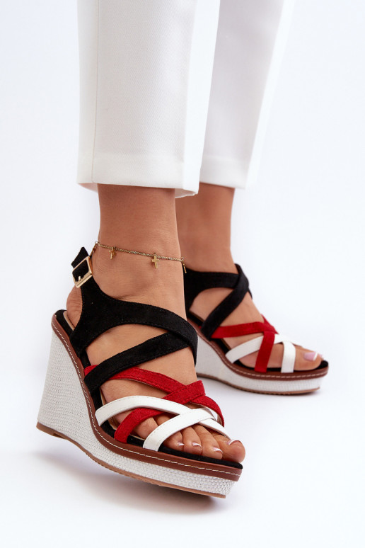 Wedge Sandals With Straps navy blue Ellen