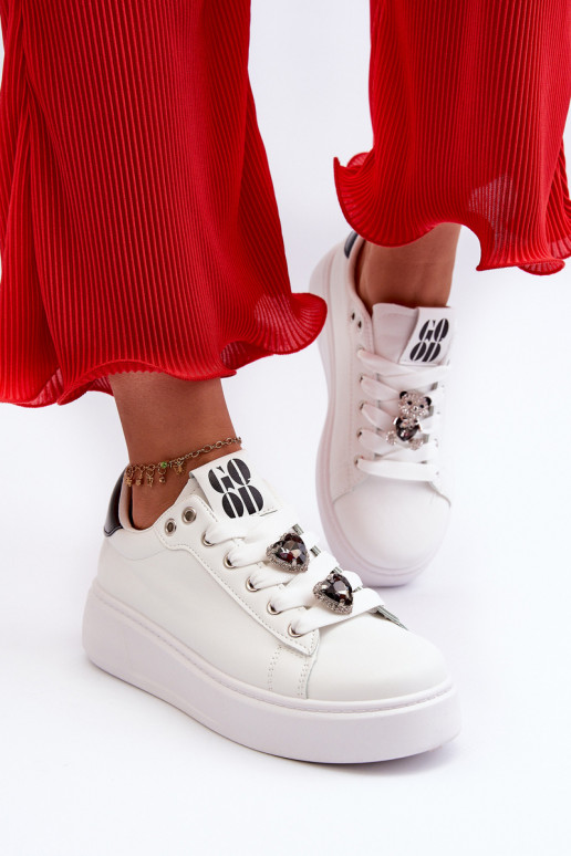 Women's platform sneakers with white embellishments Herbisa