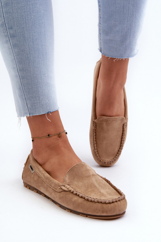 Women's Brown Faux Suede Moccasins Amrutia