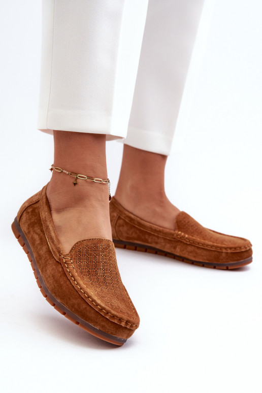 Women's Suede Moccasins Camel S.Barski LR755