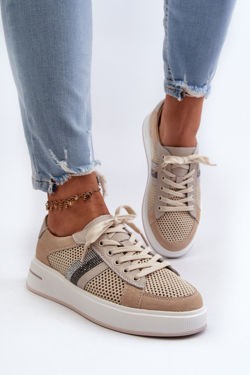 Women's Leather Sneakers D&A LR110 Beige