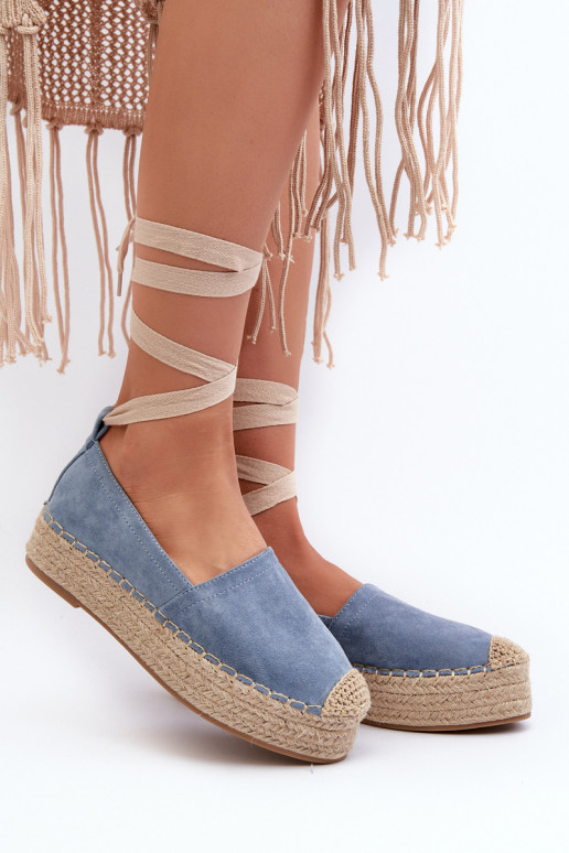 Women's Blue Tailesse Platform Lace-Up Espadrilles