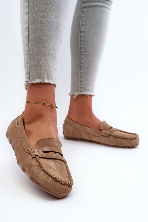 Women's Beige Faux Leather Loafers Celoria