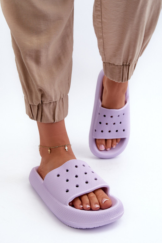 Women's Foam Slides on Chunky Sole Purple Beula