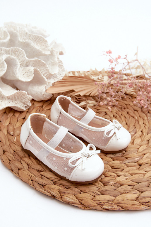 White Children's Ballerina Flats with Bow Jellema