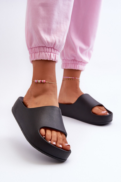 Women's Platform Foam Flip Flops Black Airaplea