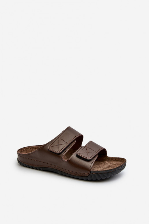 Comfortable Men's Flip-Flops with Velcro Straps Inblu FM00001U Dark Brown