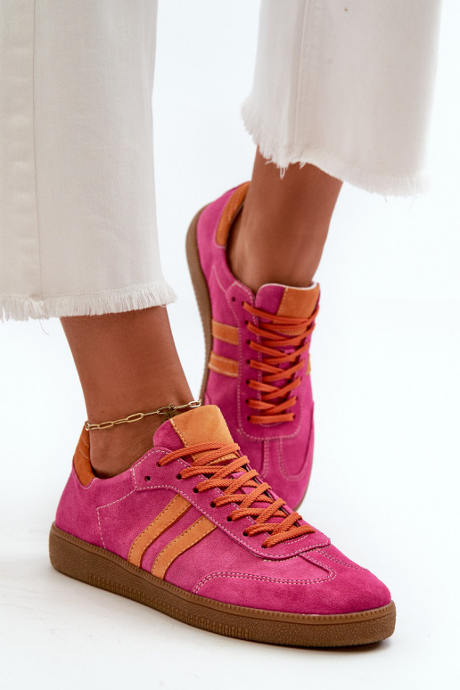 Zazoo N1068 Low Women's Suede Sneakers Fuchsia