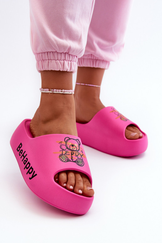 Light Women's Slides on Thick Sole with Bear Foam Pink Serefina