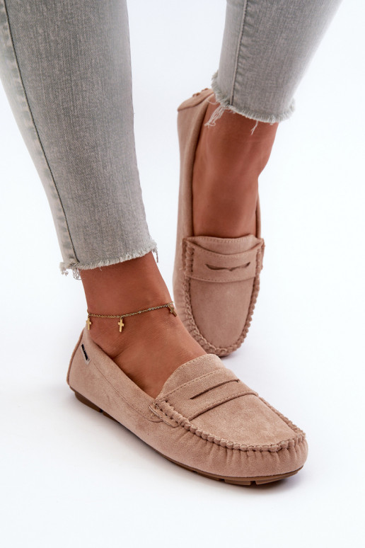 Women's Beige Faux Suede Loafers Rerceria